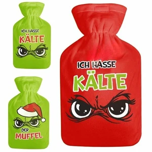 Wärmflasche 2L mit Bezug Grinch Design | Ich hasse Kälte | Der Muffel - Picture 1 of 7