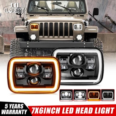 2x 5x7" LED Headlight Scheinwerfer For Jeep Cherokee XJ Wrangler YJ Toyato Mazda - Bild 1 von 4