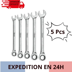 Coffret Clé à Cliquet Plate 8-10-12-13-15mm Universel Réversible Mécanique Pro - Imagen 1 de 4