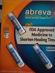 Abreva Cold Sore/Fever Blister Treatment (3 tubes, 2g each) BRAND NEW PACKAGE