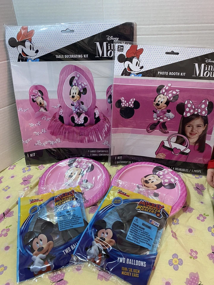 Disney Oficial Minnie Mouse Mickey Mouse Fiesta de Cumpleaños Suministros Lote Platos Decoración Foto 1 de 4
