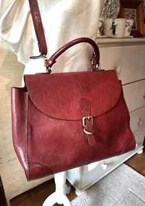 JOHN LEWIS Real LEATHER Suede Crossbody Tote Bag SATCHEL Burgundy Large Travel - Picture 1 of 24