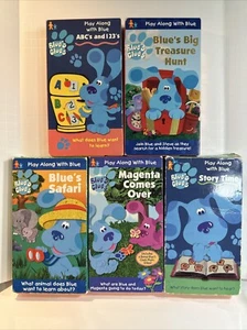 Blues Clues Lot Of 5 VHS Tapes Safari Story Treasure ABCs Magenta - Picture 1 of 17
