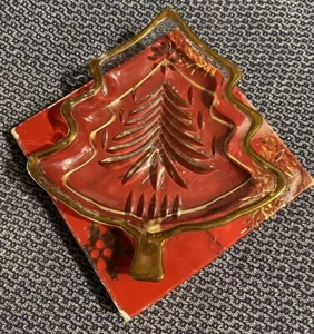 Mikasa Yuletide Tree Gold 5" Candy/ Nut Dish WY156/803 Christmas Tree Glass Dish - Picture 1 of 8