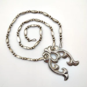 Vintage Navajo Sand Cast Sterling Silver 925 Squash Blossoms Torpedo Necklace - Picture 1 of 16