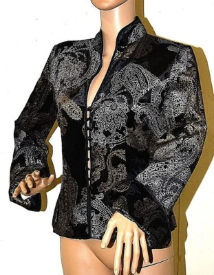New $159 JS Collections Silk Evening Jacket Velvet Asian Top Cocktail 8 formal - Image 1 of 4