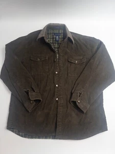 Courduroy Jacket Mens Large Dark Green Button Shacket Clubroom Polyester Nylon - Picture 1 of 7