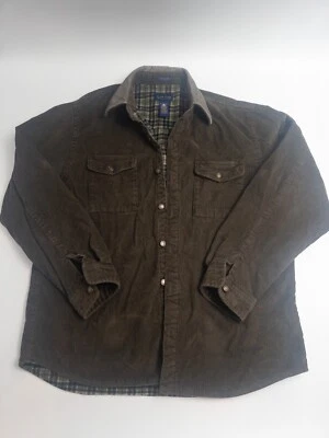 Courduroy Jacket Mens Large Dark Green Button Shacket Clubroom Polyester Nylon - Image 1 of 4