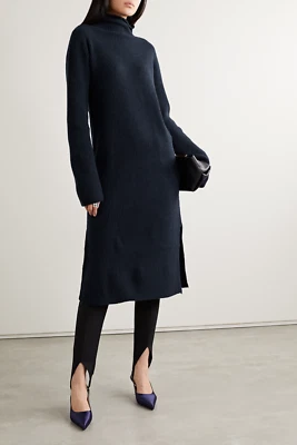 New $1150 The Row Moa Ribbed Cashmere Sweater Dress in Dark Navy sz S - Image 1 of 4