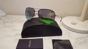 Prada Linea Rossa Aviator SPS50R 1BC-1mo / Green Mirror Sunglasses - Picture 1 of 9