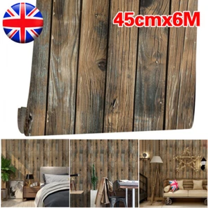 Wood Wallpaper Brown Wooden Effect Grain Panel Distressed Realistic Decor Room~ - Picture 1 of 15