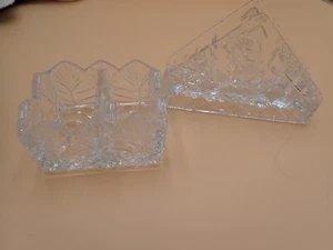 Crystal/Glass Napkin Holder w/ sugar packet holder tray Very nice and sparkly! - Picture 1 of 5