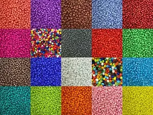 Cuentas de semillas de vidrio opaco - tamaño 8/0 (aproximadamente 3 mm), paquete de 50 g, más de 35 opciones de color - Imagen 1 de 37