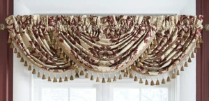 Croscill Esmeralda Bordeaux Waterfall Swag Valance Top Treatment, 48.5 x 33 in - Picture 1 of 3