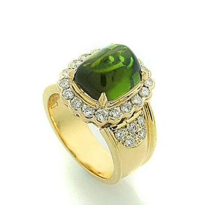 Turmalin Brillant Ring 6,35 ct  750-Gelbgold Wert 6.220 €  Unikat ALGT Gutachten - Bild 1 von 4