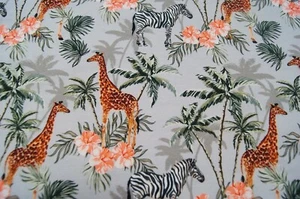 Jerseystoff 150cmx50cm Digitaldruck Giraffen Palmen Zebras grau 50x140 - Picture 1 of 1