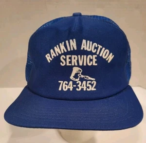 Rankin Auction Service Hat Cap  Snap Back Cap Vintage Navy Blue New Era Med / Lg - Picture 1 of 6