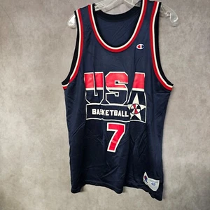 Rare Vintage 90s Champion USA Olympic Larry Bird 7 Blue Dream Team Jersey 48 XL - Picture 1 of 6