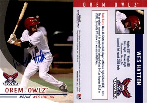 Wes Hatton Signed 2010 Grandstand Orem Owlz #NNO Card *Autograph Den* Auto