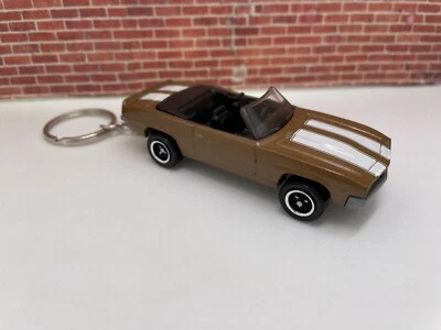 LLAVERO para Chevy Camaro SS 1969 convertible marrón auto coche llaveros anillos cordón Foto 1 de 2