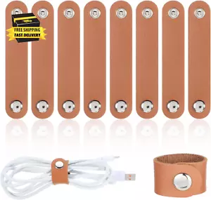 10 Pcs Leather Cord Organizer, Headphone Cord Organizer Reusable Cable Ties Cord - Picture 1 of 8