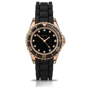 Sekonda Ladies Black Dial Rose Gold Watch 4743 – Stylish Silicone Strap Design - Picture 1 of 2