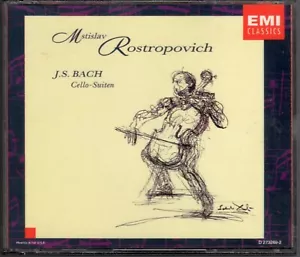 Bach 6 Solo Cello Suites Rostropovich EMI Audio CD 1995 Free Shipping - Picture 1 of 3