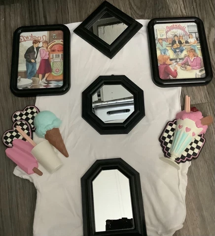 93 Burwood Products Ice Cream Parlor 2 Diner Wall Decor/3 Mirrors/2 Pictures Cover