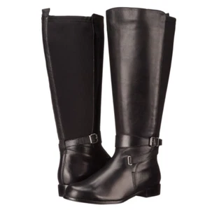 New ROSE PETALS by Walking Cradles Tamara Black Leather Riding Boots 7 Med - Picture 1 of 4