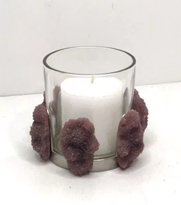 Kim Seybert - Purple Crystal Stone Candle Holder With Unused Votive Candle - Picture 1 of 3