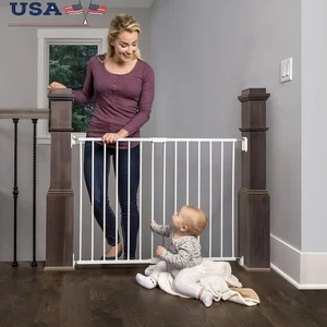 Durable Adjustable Baby Gate Safety Lock Top of Stairs Walk Through Pet Friendly - Picture 1 of 6