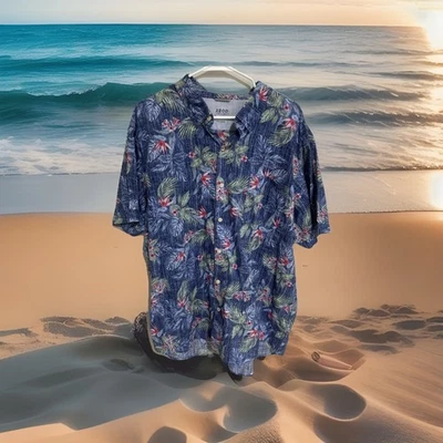 #2 Izod Saltwater Hawaiian Shirt Men XXL Floral Tropical Aloha Relaxed Classic - Image 1 of 4