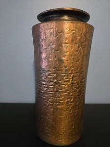 Vintage brutalistische Bronze gehämmerte Kupfer Vase von Dömötör László Ungarisch MCM - Bild 1 von 11
