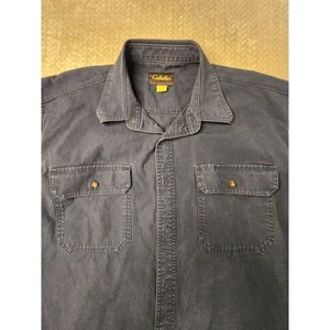Cabelas Mens XL Blue Short Sleeve Button Up Shirt Work Utility - Picture 1 of 5