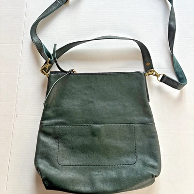 Bandolera de cuero negro Fossil / Bandolera Bolso Cartera Cuero Texturizado 13" Foto 1 de 4