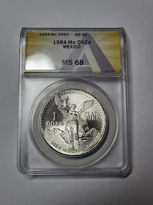 1984 Mo Mexico Onza Libertad .999 Silver PCGS MS68 - Image 1 of 2