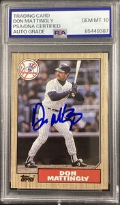 Don Mattingly Signed 1987 Topps #500 Baseball Card Yankees Autograph PSA/DNA 10 - Picture 1 of 2