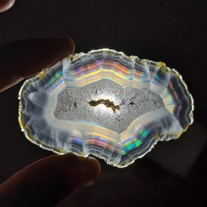 60.85 Cts Iris Rainbow Agate Slice - Rare Collectable Rainbow Iris Agate Slab - Picture 1 of 5