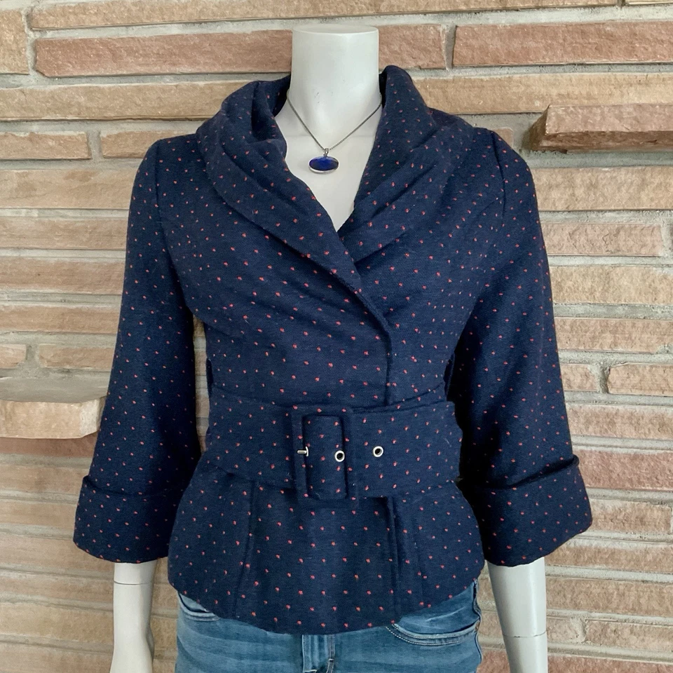 Тюль Anthropologie в горошек подпоясанный бушлат куртка шерстяная смесь маленький - Изображение 1 из 4