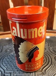 Vtg "CALUMET BAKING POWDER" Tin - 1-LB - 1950s - 5.5" X 3" - Picture 1 of 10