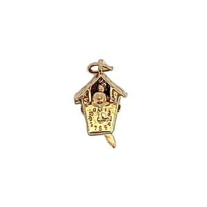 14k Yellow Gold Cuckoo Clock Articulated Charm Pendant Vintage C58 - Picture 1 of 8