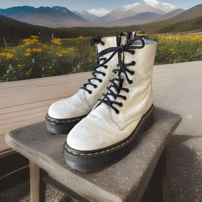 Botas de combate Doc Martens Zavala para mujer 7 suelas rebotantes Air Wair blancas Foto 1 de 3