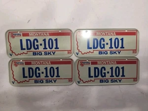 MENGE 4 VINTAGE MINIATUR Montana Big Sky FAHRRAD NUMMERNSCHILD 4 7/8" BREIT - Bild 1 von 6