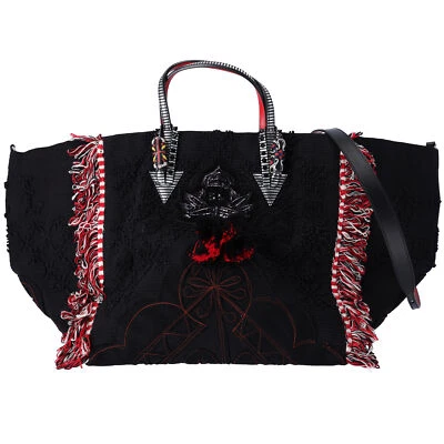 Christian Louboutin Portugaba Tote Bag 3195183 Black Red Multi Canvas Leather - Image 1 of 4