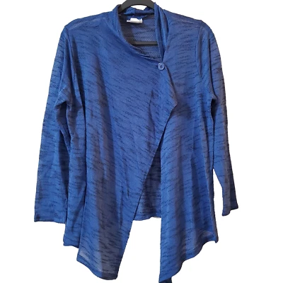 Bon Worth женщин драпировки шаль свитер размер MP синий чистый длинным рукавом 1 кнопка - Изображение 1 из 4