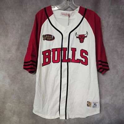 NWT Mitchell & Ness 1996 NBA Finals Chicago Bulls Baseball Jersey Mens XL $100 - Image 1 of 4