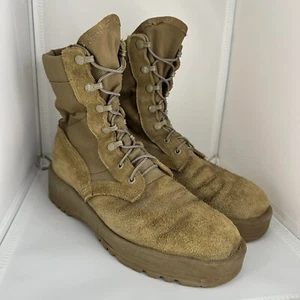 Altama Combat Boots Mens 9 R Tan Suede Fabric Vibram Soles USA Military Shoes - Picture 1 of 17