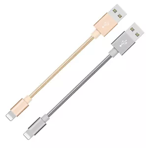 2 Pack Short Nylon Braided USB Charging Cable Data Sync Fast Chargers - Picture 1 of 7