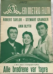 All The Brothers Were Valiant Robert Taylor 1953 Vintage Old Danish Movie Pro... - Foto 1 di 5