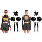 Womens Cheerleading Party Outfits Cold Shoulders Uniform Cutout Hair Band Dance
